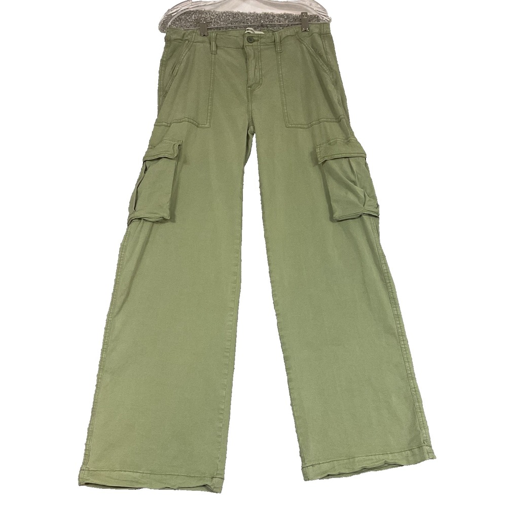 LoveGen Womens Army Green Cargo Pants 9/30 Mid Rise Casual Preppy